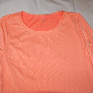 Danskin Now Size M Bright Orange Shirt Size M Polyester Slit on Sleeve for thumb